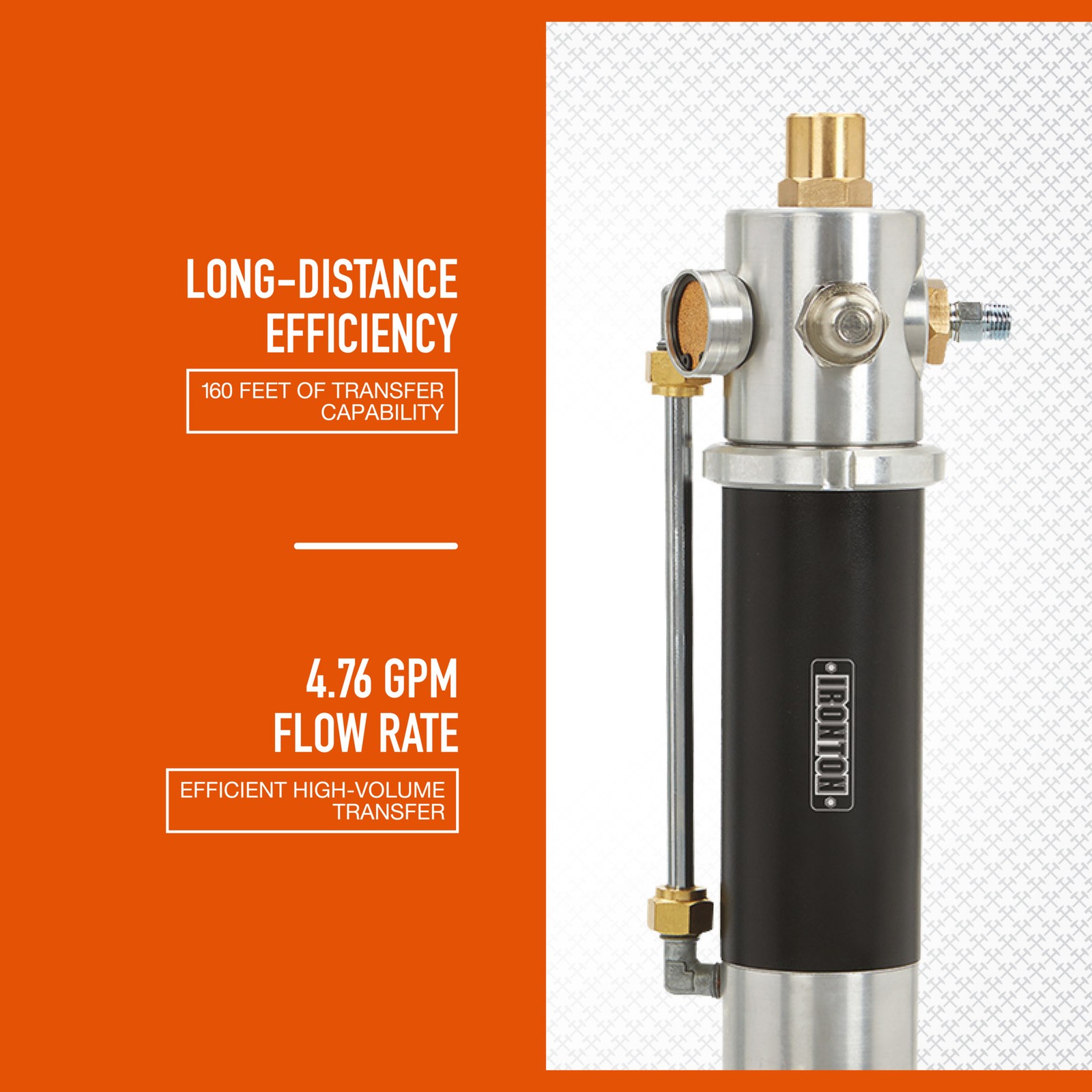 Ironton Air-Operated Oil Transfer Pump, 5:1 Ratio, 4.76 GPM, 150 Max. PSI.,