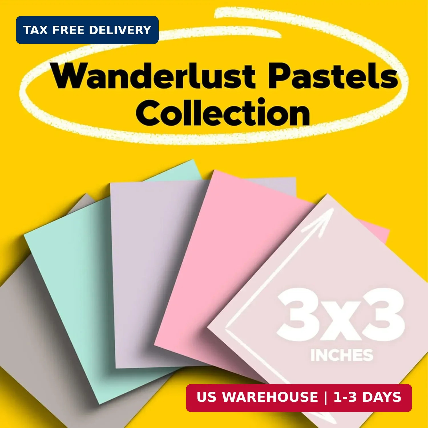 Post-it 100% Recycled Super Sticky Notes, 3 x 3 in, Pastels, 5 Pads | School Sup