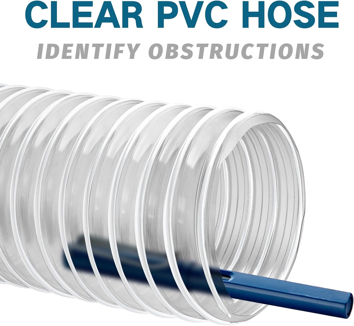 Puncture-Resistant PVC Dust Collection Hose 2.5″ x 20′ with Steel Wire Coil