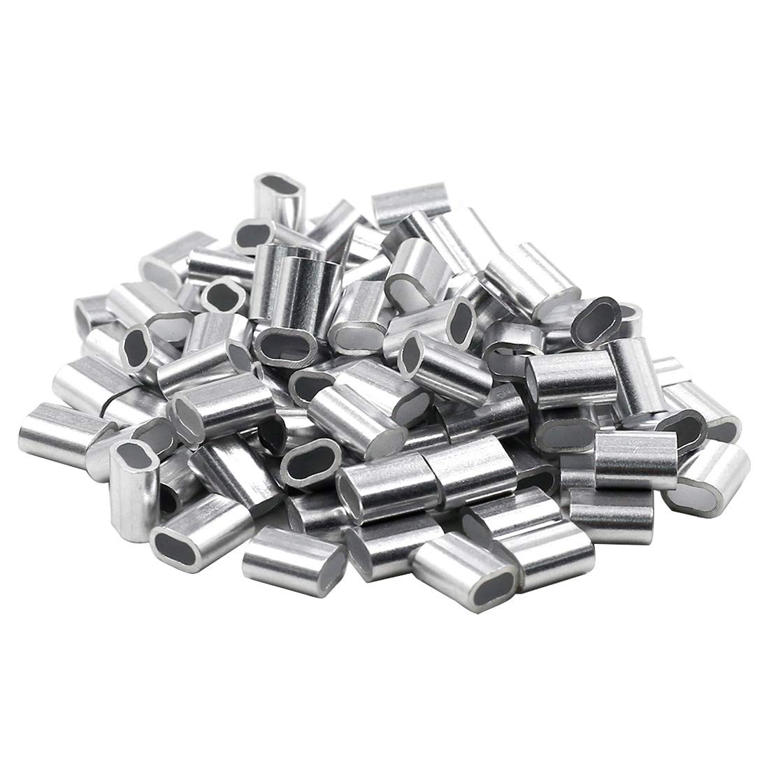 100pcs 3/32 Inch Wire Rope Sleeves Aluminum Clip Fittings Cable Crimps