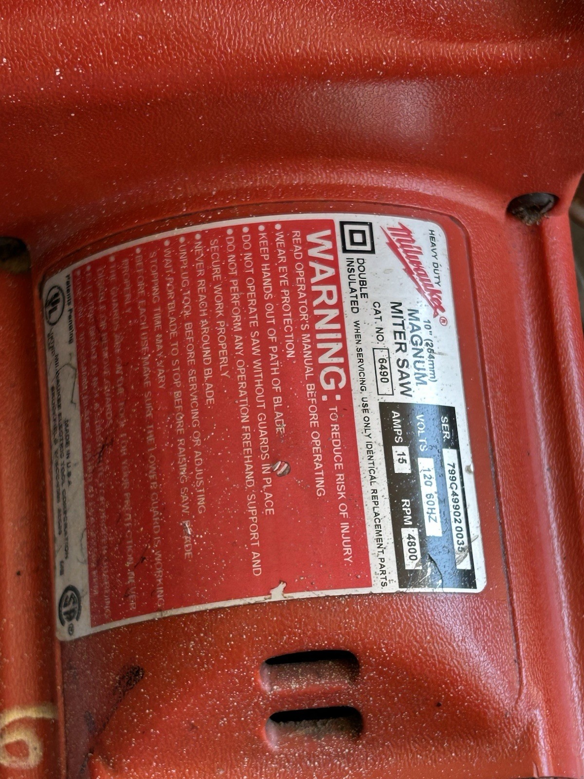 Milwaukee Magnum 15 Amps Corded 6490 10”Mitre Saw