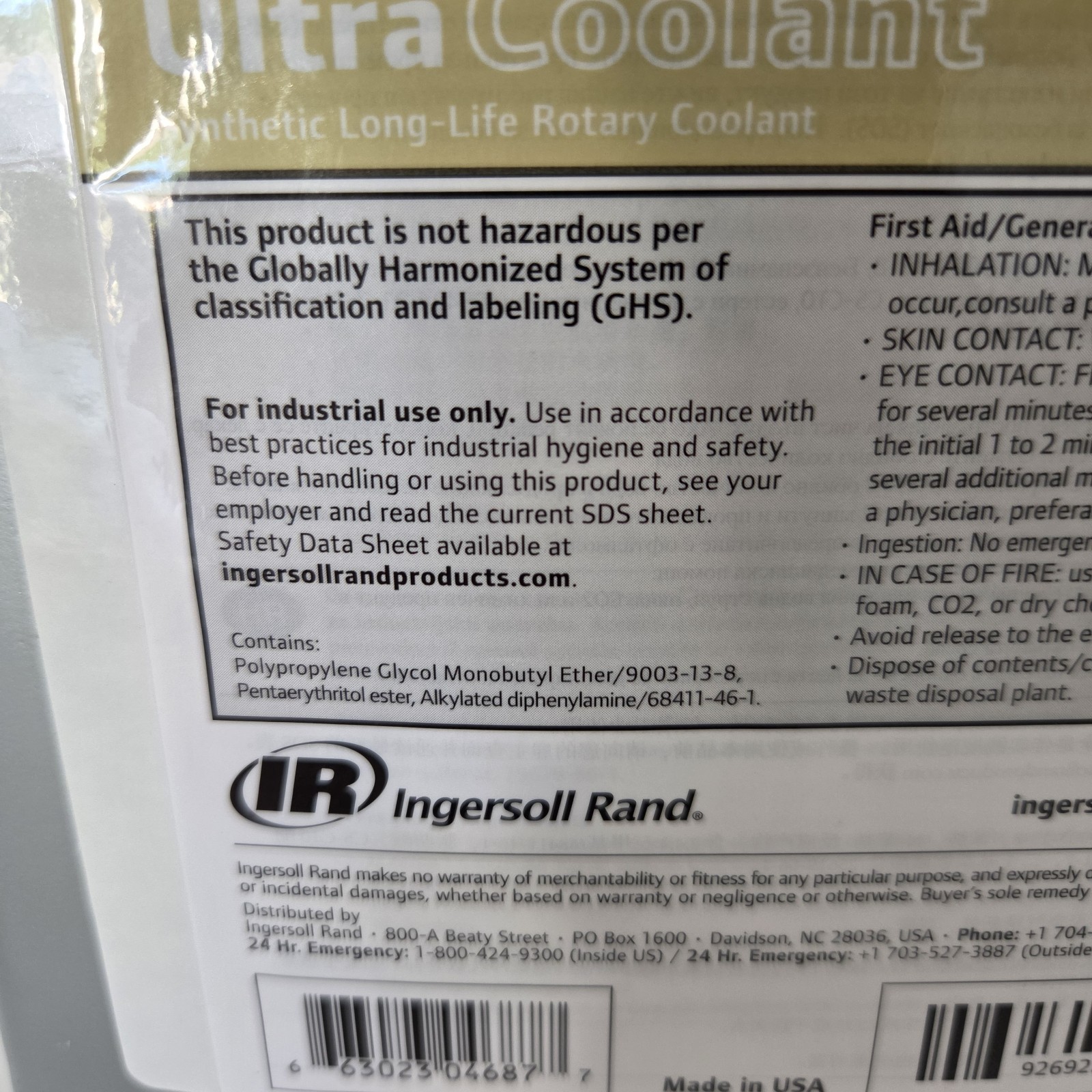 NEW Ingersoll Rand Ultra Coolant Synthetic Rotary Coolant 92692284 – Unopened ✅️