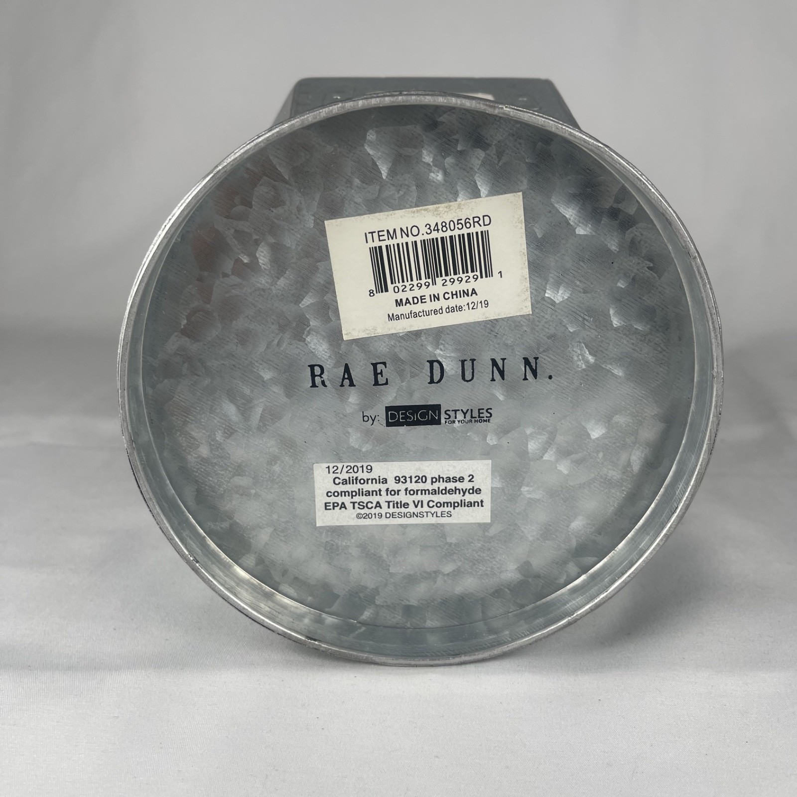 Rae Dunn Galvanized Steel & Wood Metal Rotating Spinning Rustic Desk Organizer