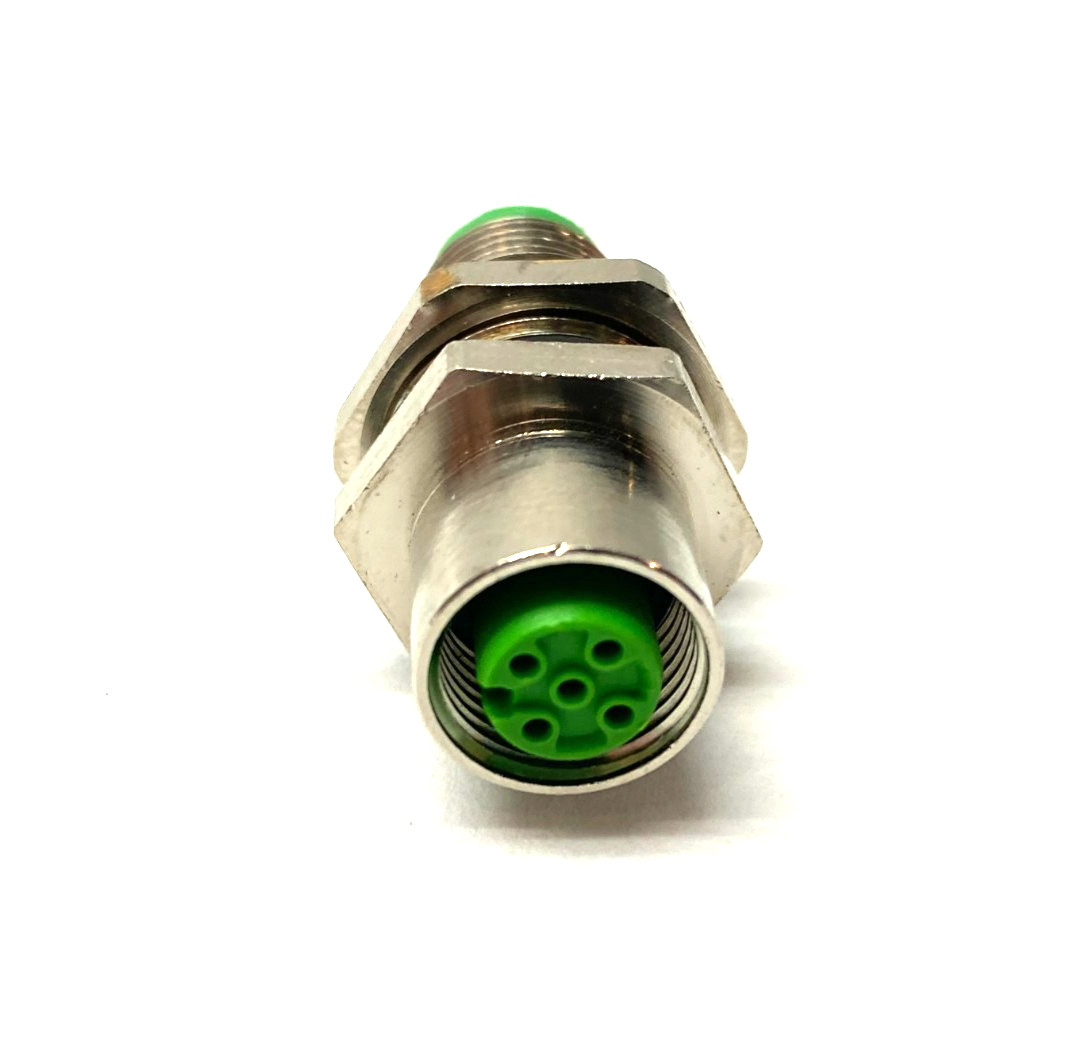 Panel Mount M12 5-Pin Male to Female Bulkhead Cable Connector, M16 Thread Mount