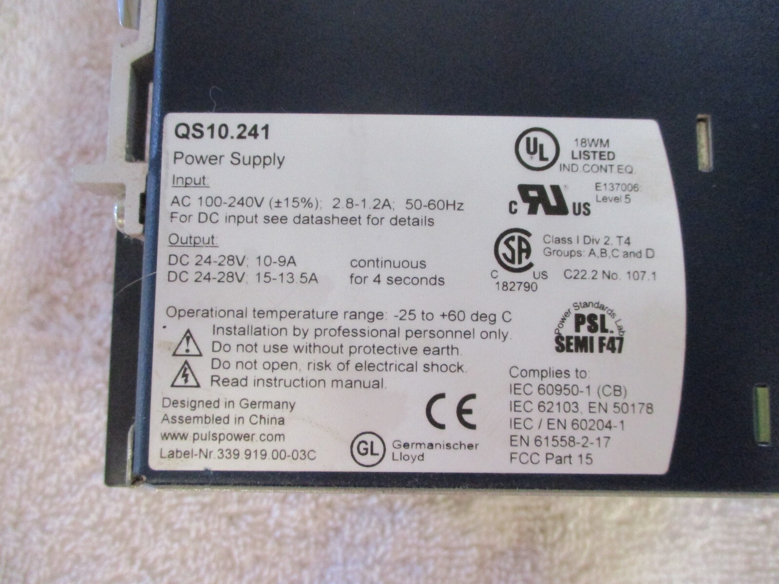 PULS QS10 Power Supply QS10.241