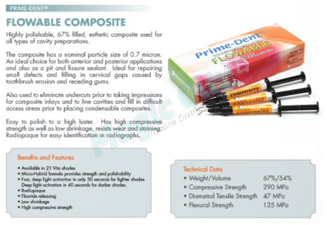 Dental Micro Hybrid Flowable Light Cure Resin Composite 4 Syringe Kit – Assorted