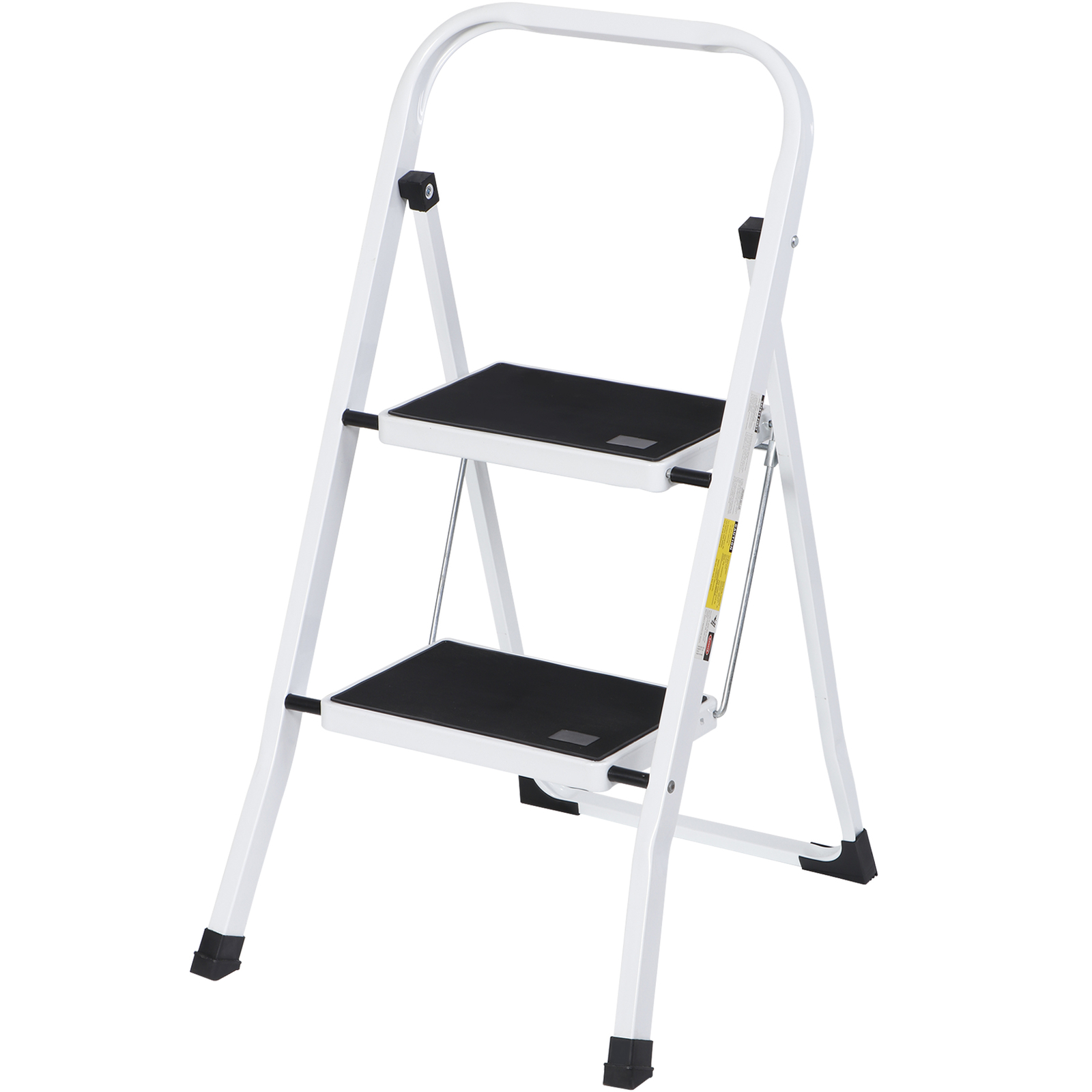 2 Step Ladder Folding Steel Step Stool Wide Anti-slip Pedal 350Lb Capacity White