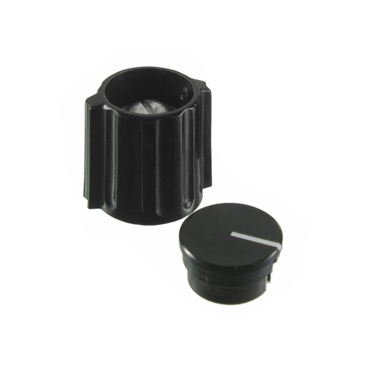 1/8″ Shaft Black Pointer Knob Plastic Cap Brass Collet
