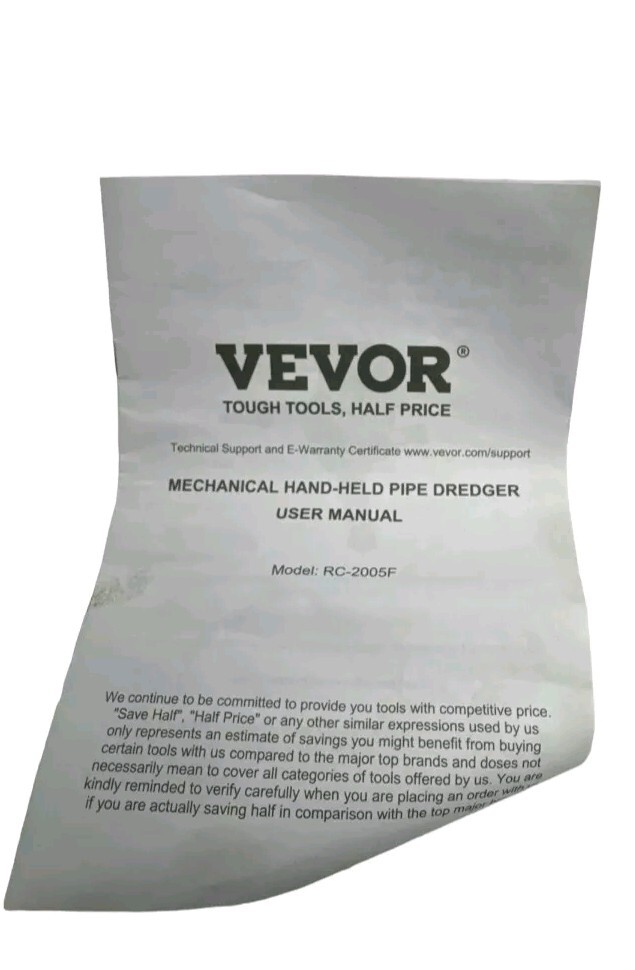 Vevor Hand Held Pipe Auger 25ft Drill Adaptable RC-2005F (BB)