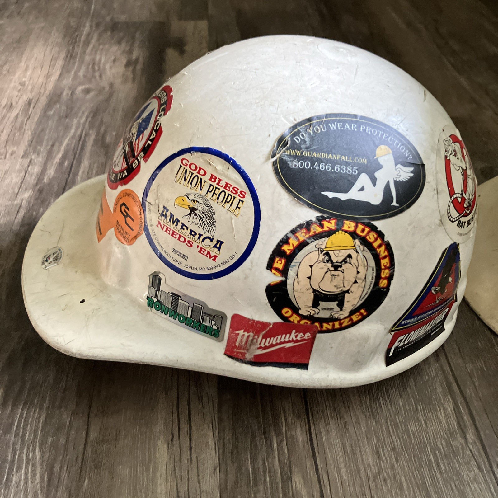Lot 2 Vintage Fibre-Metal Hard Hats White Class E & G Seattle Ironworker Union