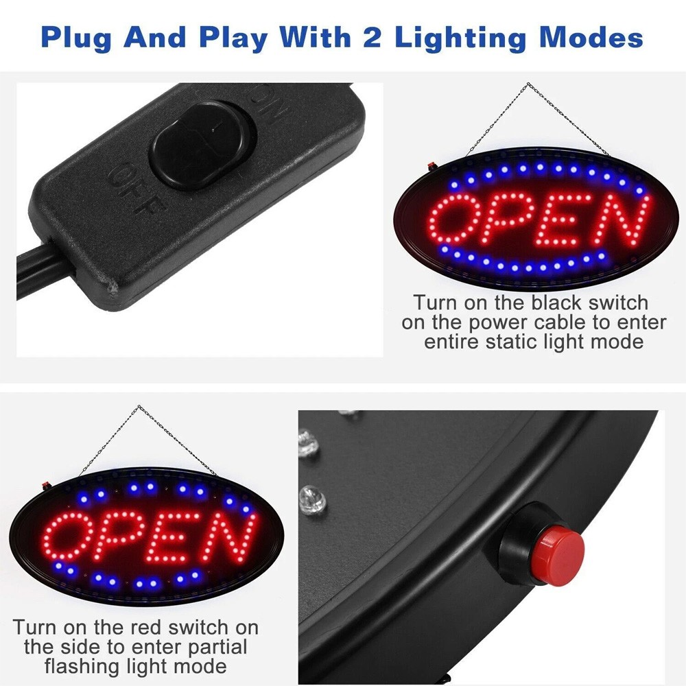 OPEN Business Sign Animated Motion Ultra Bright Store LED Neon Light with ON/OFF