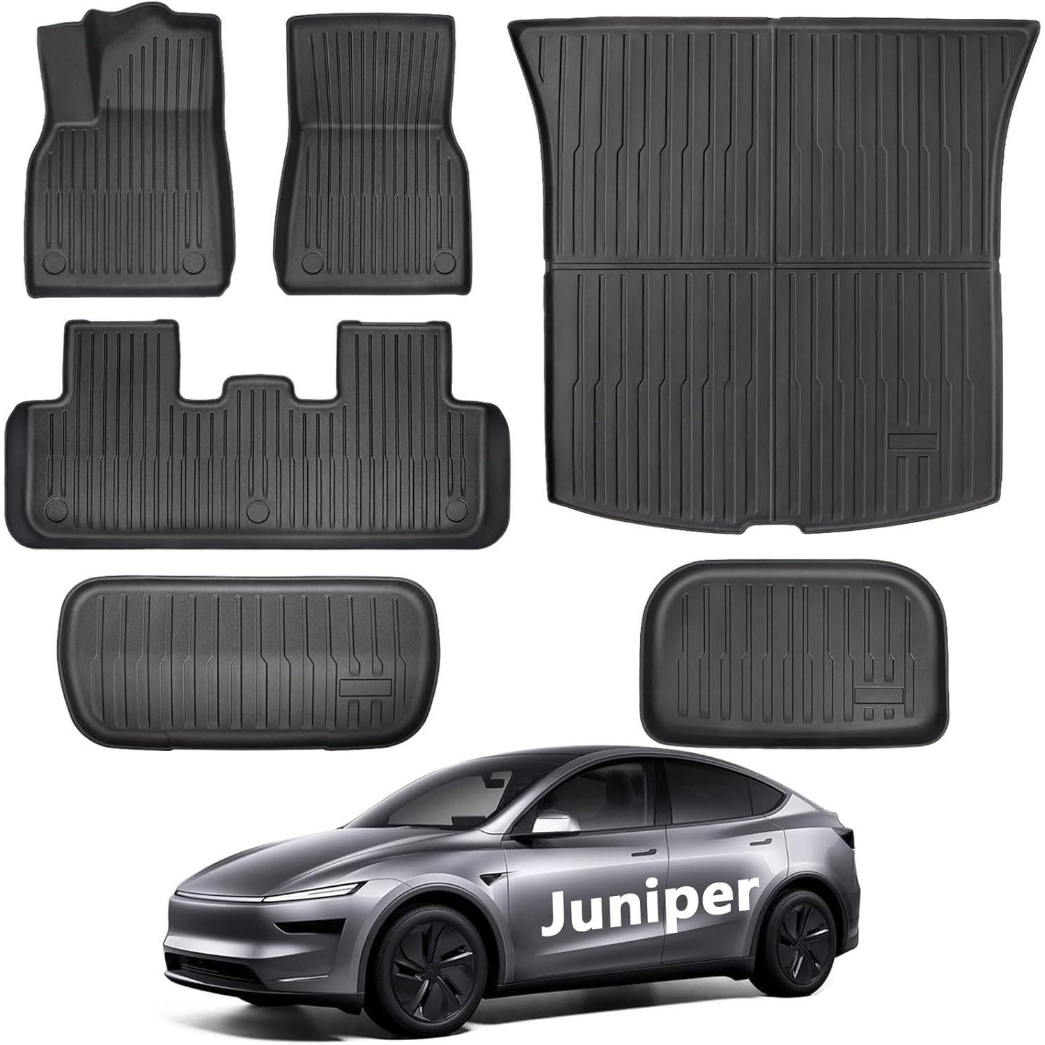 LOZUZ Tesla Model Y Floor Mats TPE Premium Car All Weather Floor Liners 6 pcs