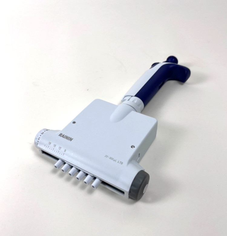 Rainin Pipet-Lite, XLS Adjustable Spacer 6-Channel Pipette, 20-300 μL, Tested