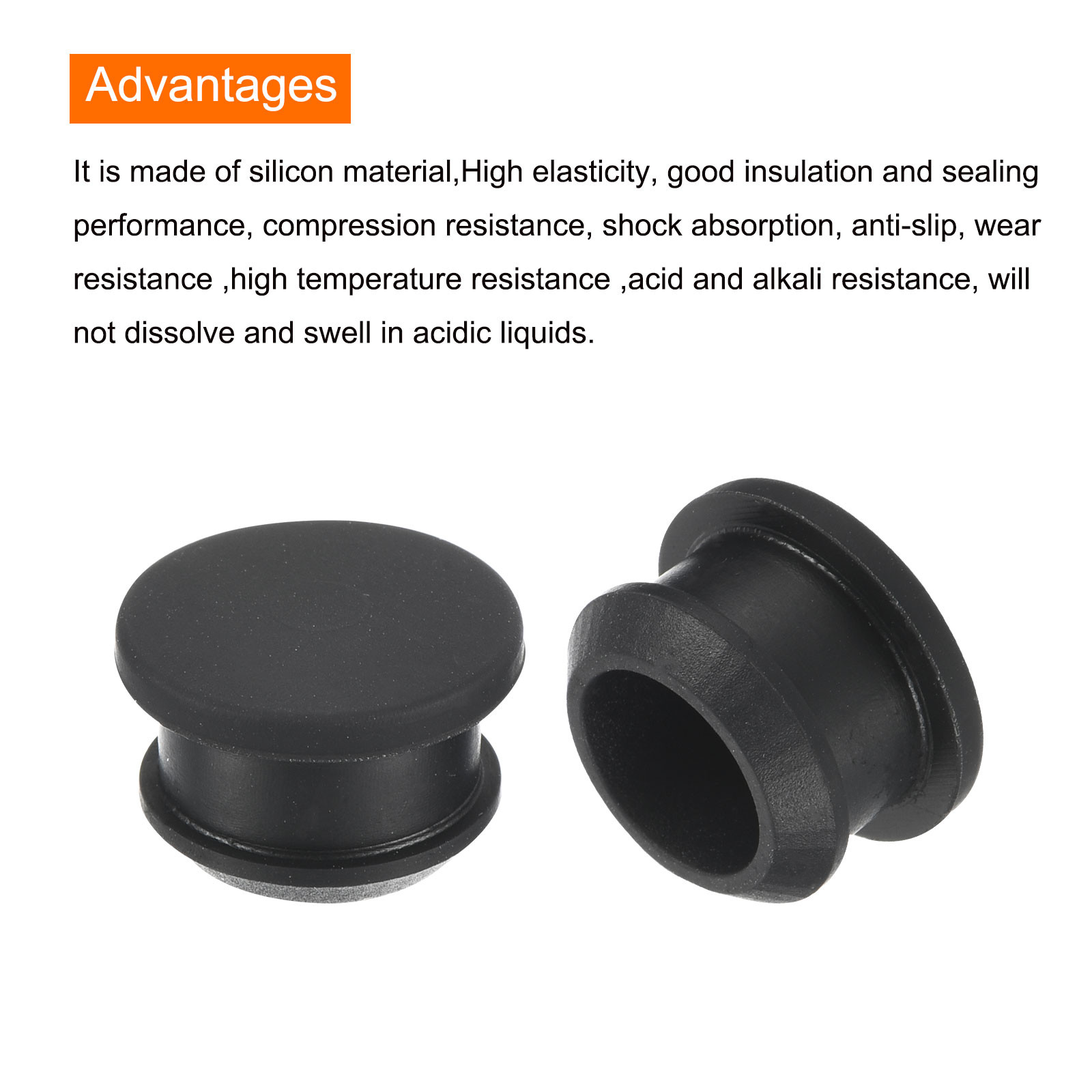 6Pcs Silicone Snap in Locking Hole Plugs Seal Cover Panel Round 14mm Black