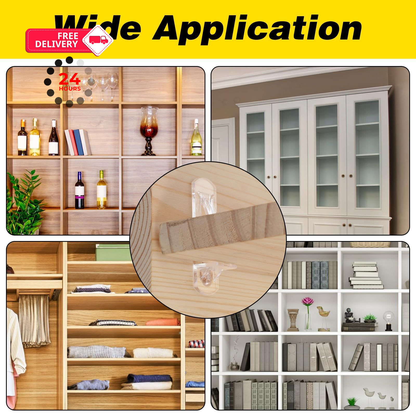 30PCS Clear Plastic Locking Shelf Support Pegs, Self-Locking Transparent
