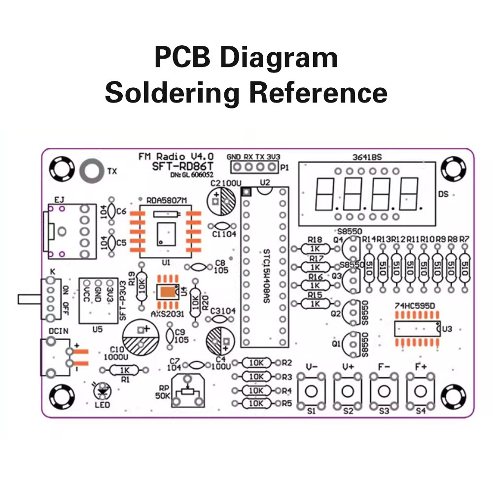 87.5-108MHz Digital FM Radio DIY Electronic Kit Soldering Practice Learning Kits