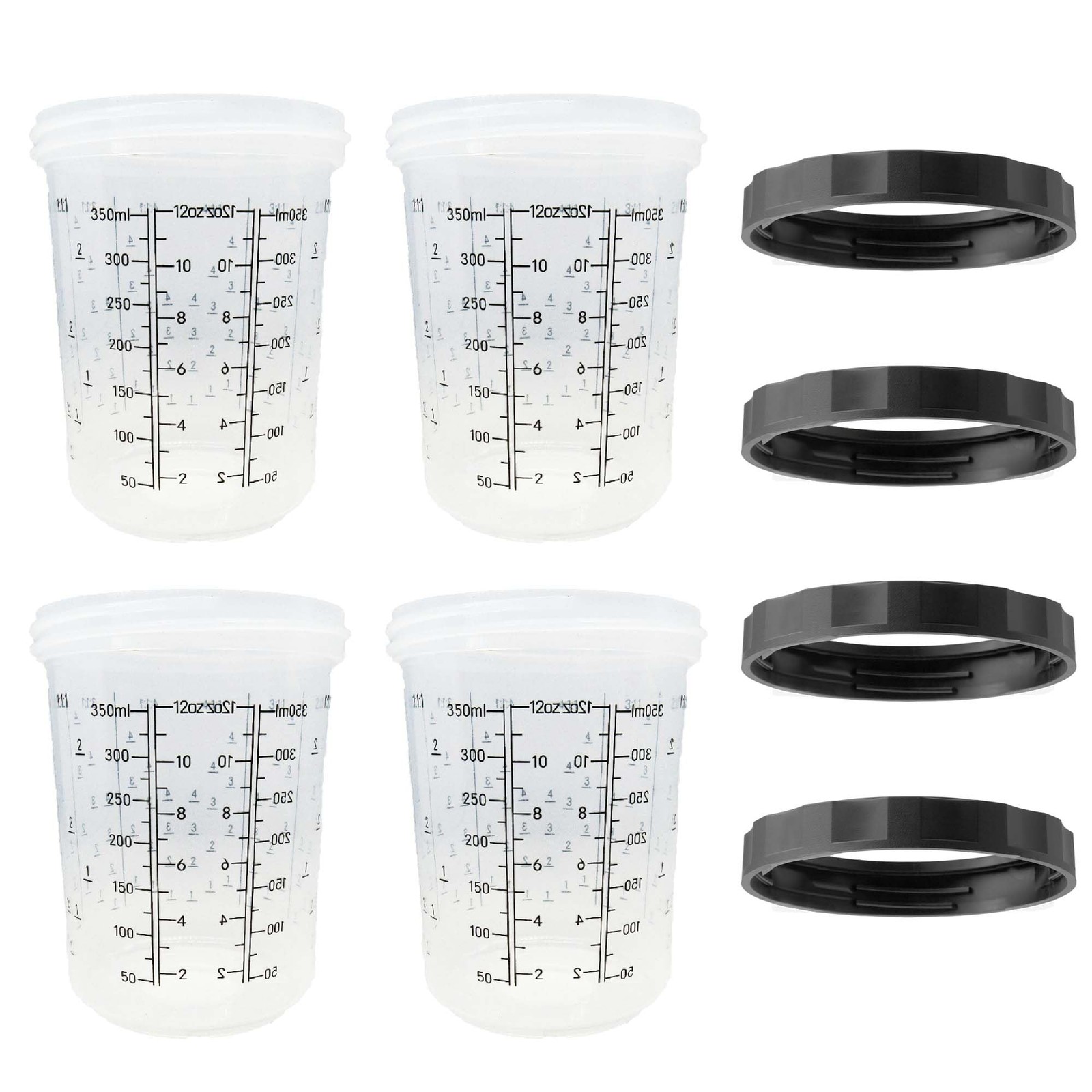 LAUCO 4 Pack Paint Spray Gun Hard Cup Set, 400ML (13.5 Oz) Reusable Mixing Cups