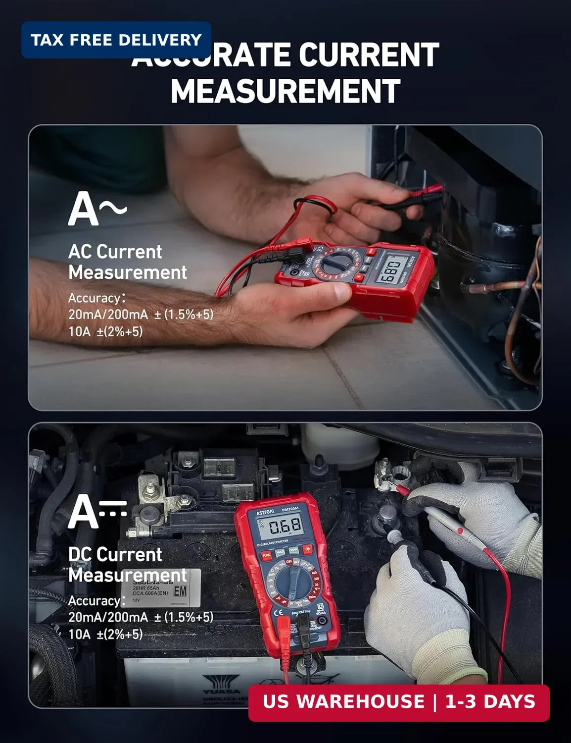 AstroAI Digital Multimeter Voltage Tester, TRMS 2000 Counts Volt Meter; Fast and