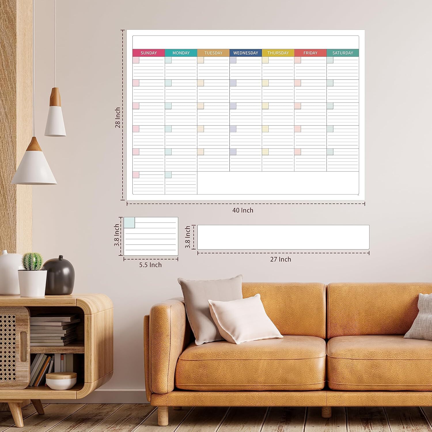 Large Dry Erase Calendar for Wall – Undated Dry Erase Calendar, Erasable Laminat