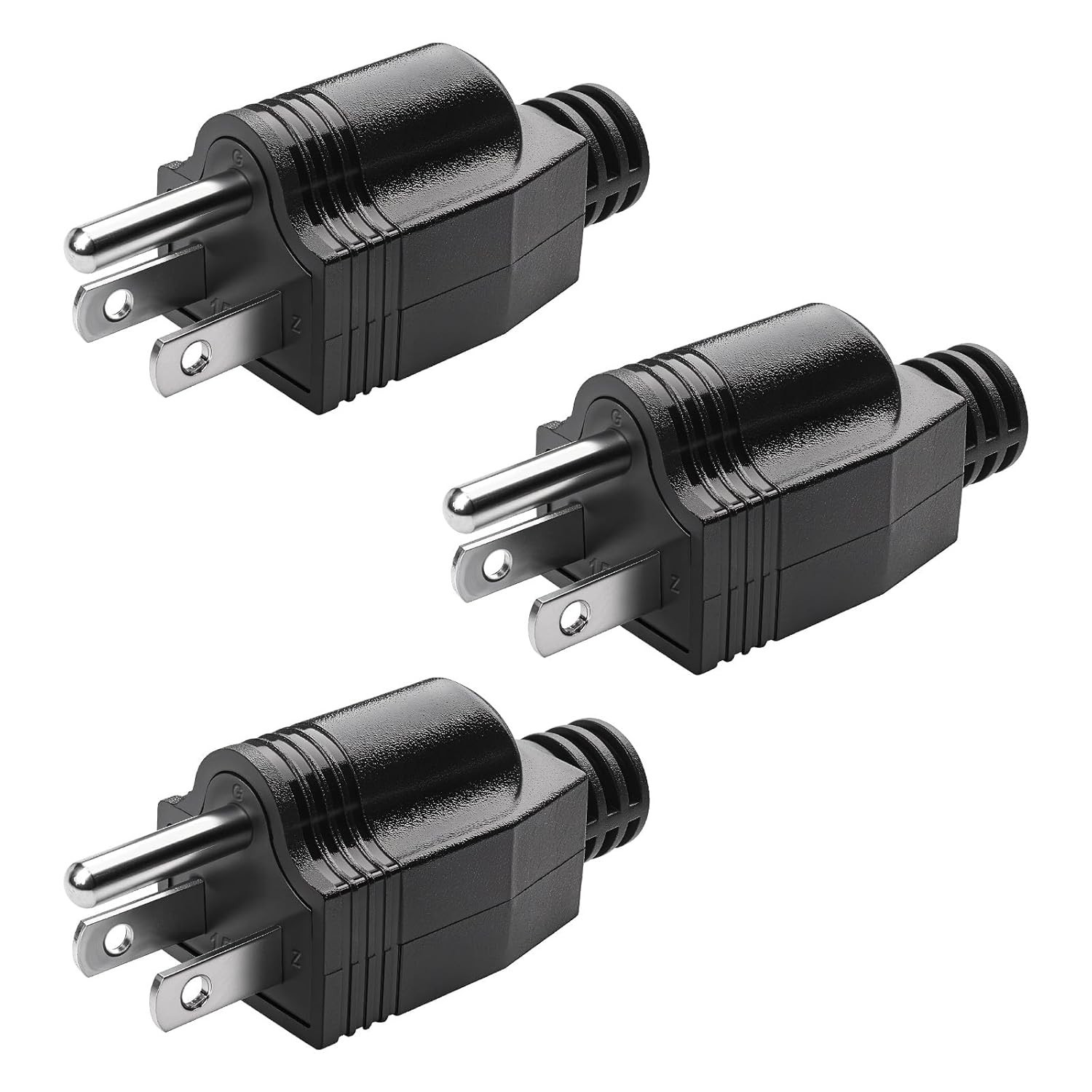 3PCS Electrical Replacement Plug 3 Prong Male Plug End Extension Cord Replacemen
