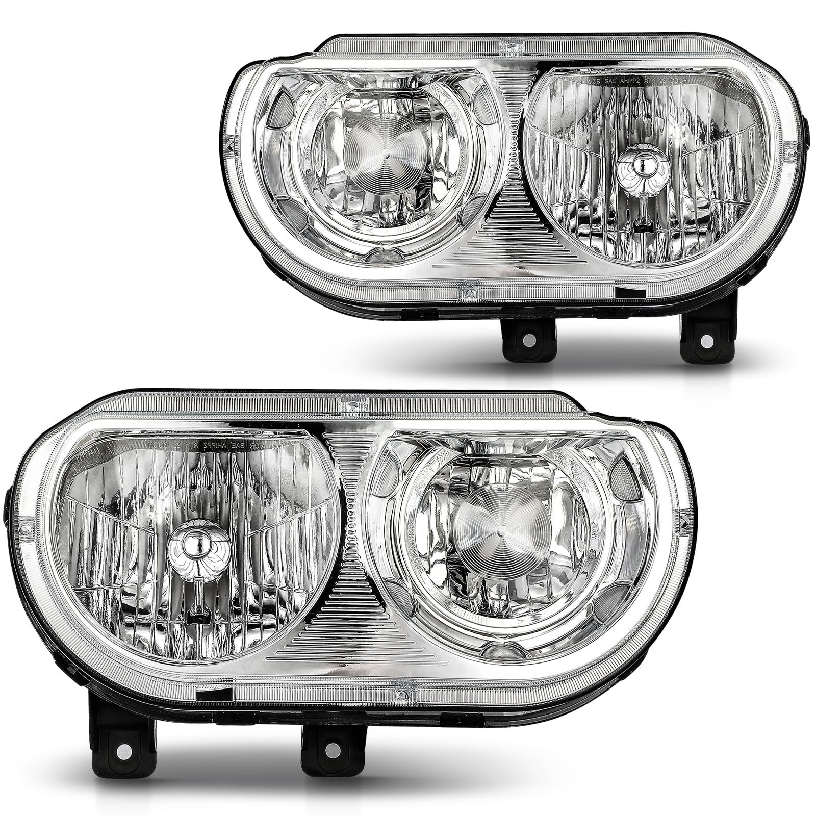 Headlight For 2008-2014 Dodge Challenger Chrome Clear Pair 5028776AA 5028777AA