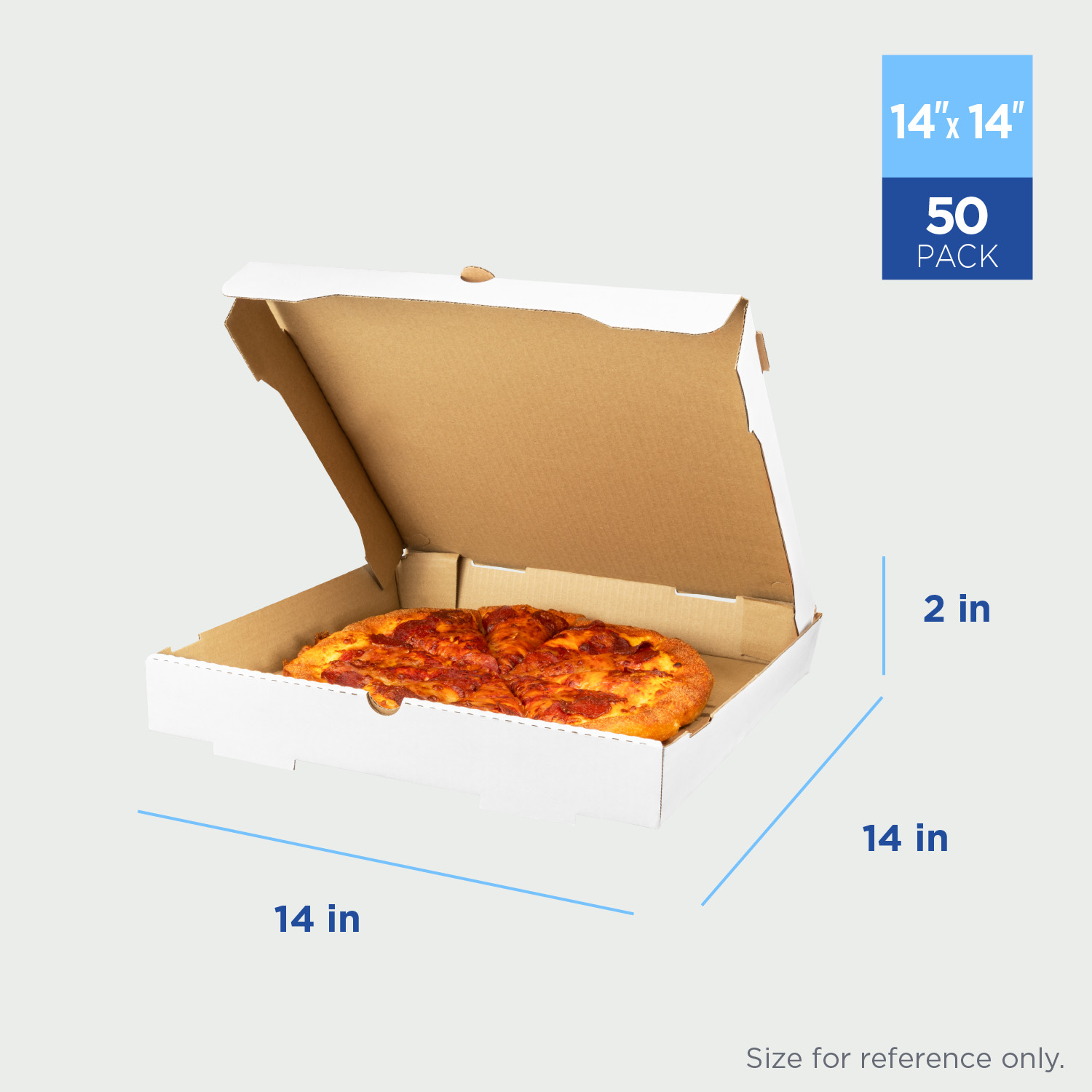 Karat Corrugated Pizza Box, 14”x14”x2”, White – 50 pcs, FP-PBF14W