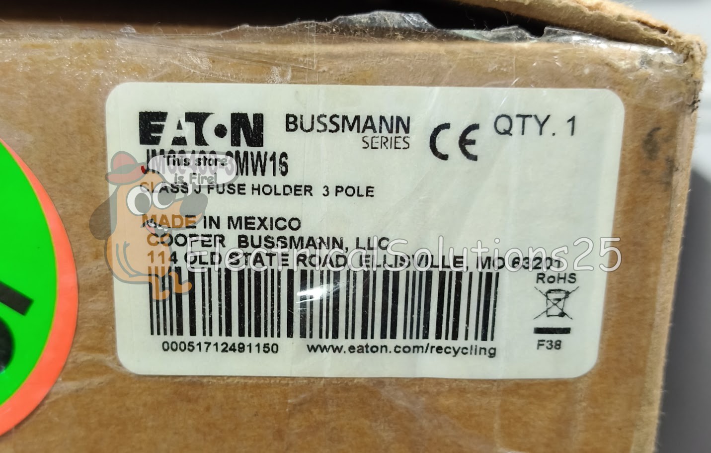 New Eaton JM60400-3MW16 400A 600V 3-Pole Class J Fuse Block – Free Shipping