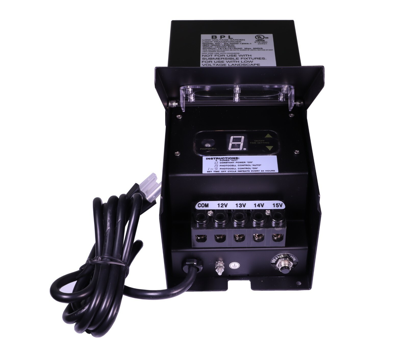 300 Watt Transformer Multi Tap 12V-13V-14V-15V Low Voltage Landscape Transformer