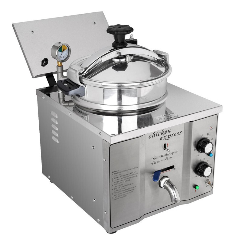 16L Electric Countertop Pressure Fryer, 110V Commercial Deep Fryer with Timer