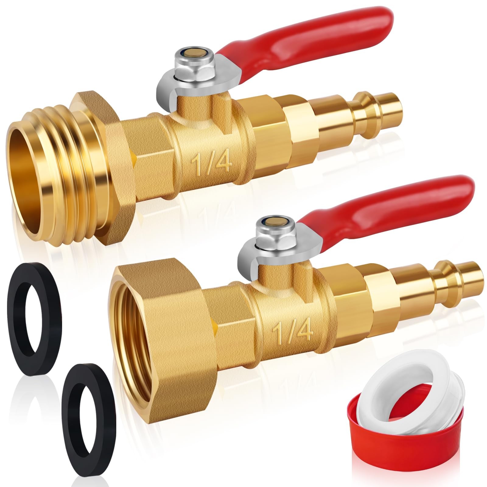 FANOVO RV Winterize Blowout Adapters, 3/4» Small, Gold-2pcs-Male + Female