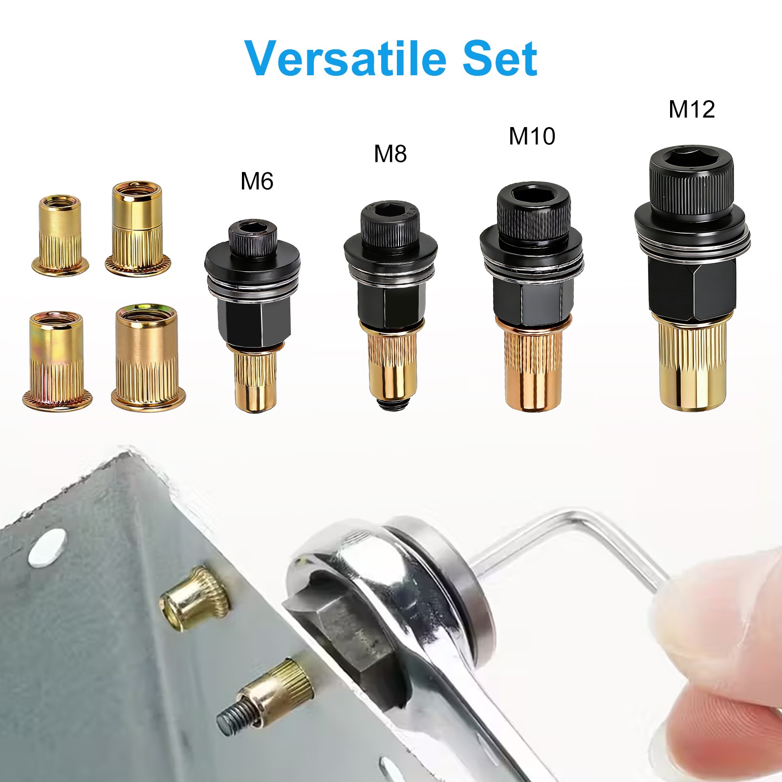 36 PCS Manual Rivet Nut Gun Kit For M6- M12 Threaded Insert Tool Automotive DIY