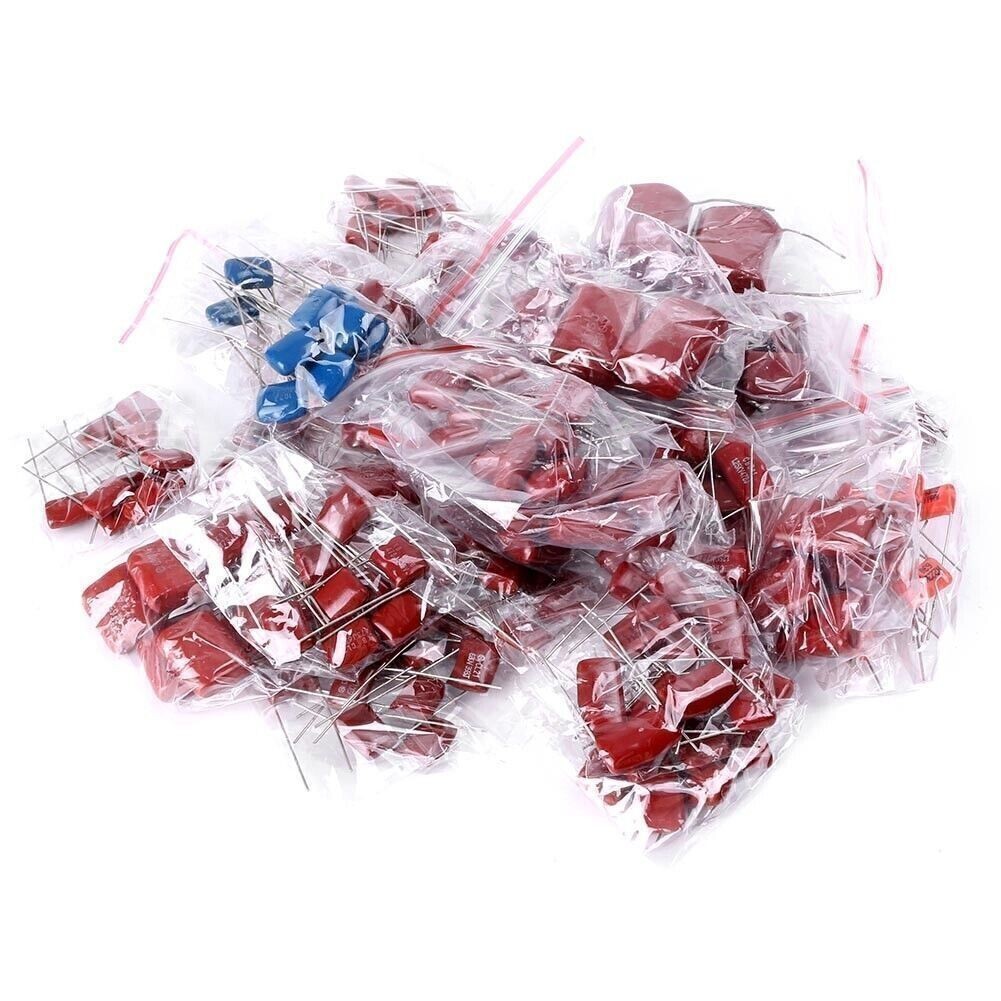 200 Pcs 630V 0.001uf~2.2uf CBB Metal Film Capacitors Assortment Kit 25 values