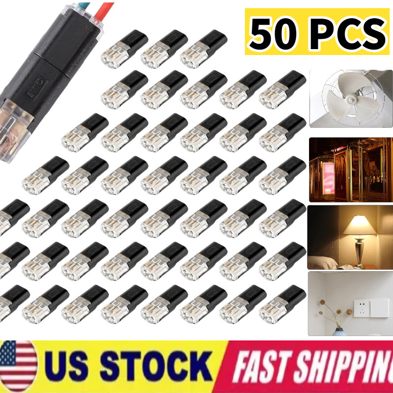 50 Pcs Quick Splice Wire Connectors 2 Pin Double Wire Plug with Locking Buckle