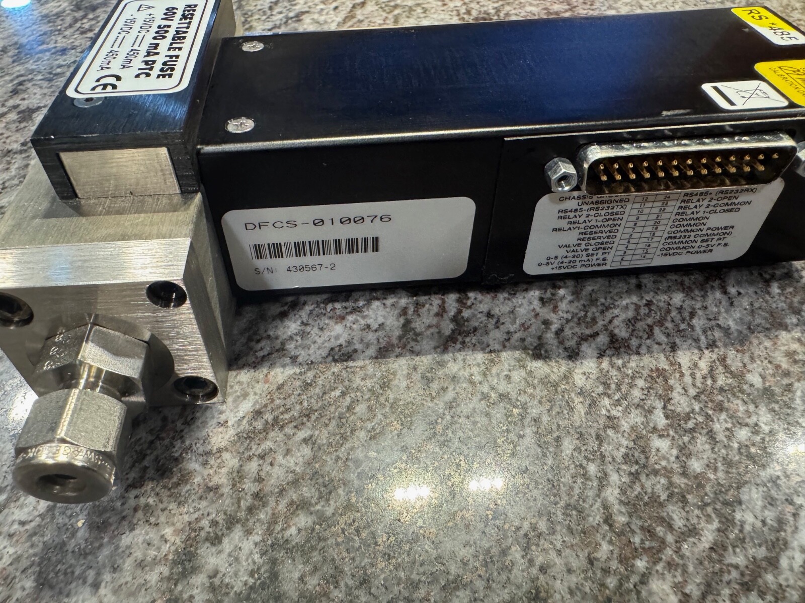 Aalborg DFC36 Mass Flow Controller, 0-30L/Min Argon