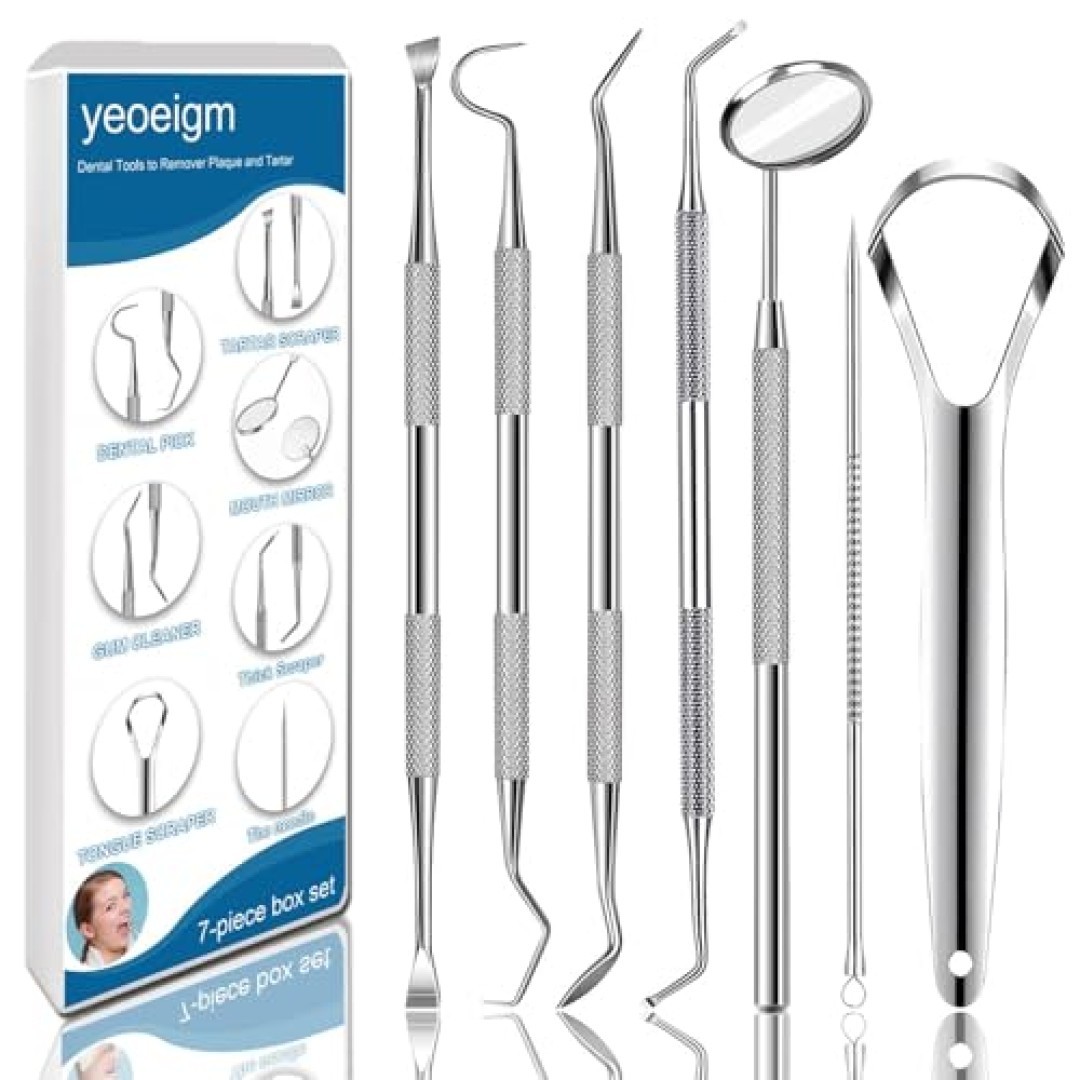 7pcs Dental Tools, Dental Pick for Teeth Cleaning, Stainless Steel Hygiene Kit