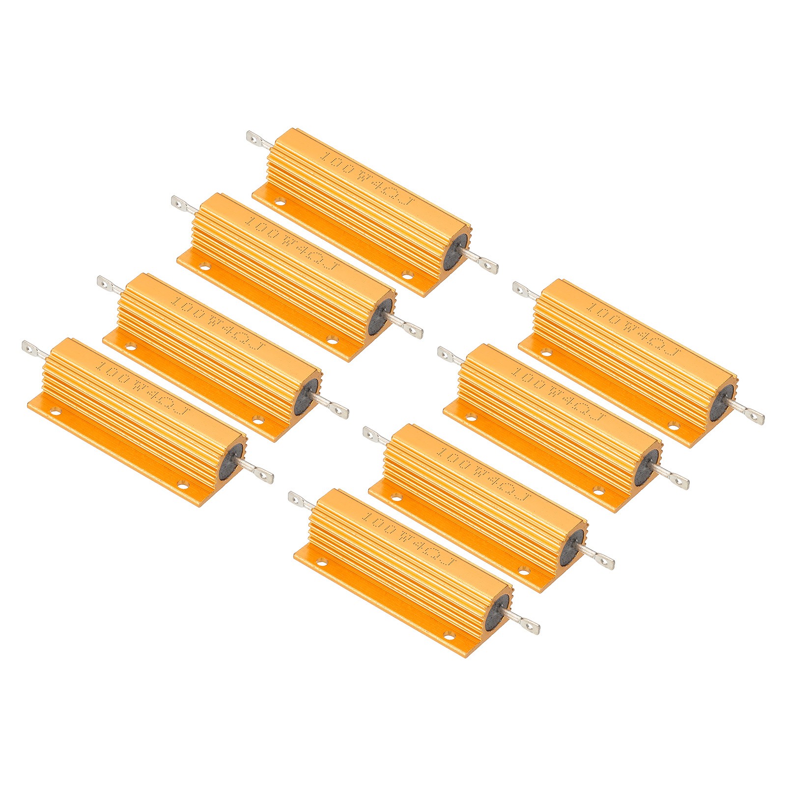 8PCS 100W 4 Ohm Aluminum Shell Resistor Aluminum Housing Resistor Golden
