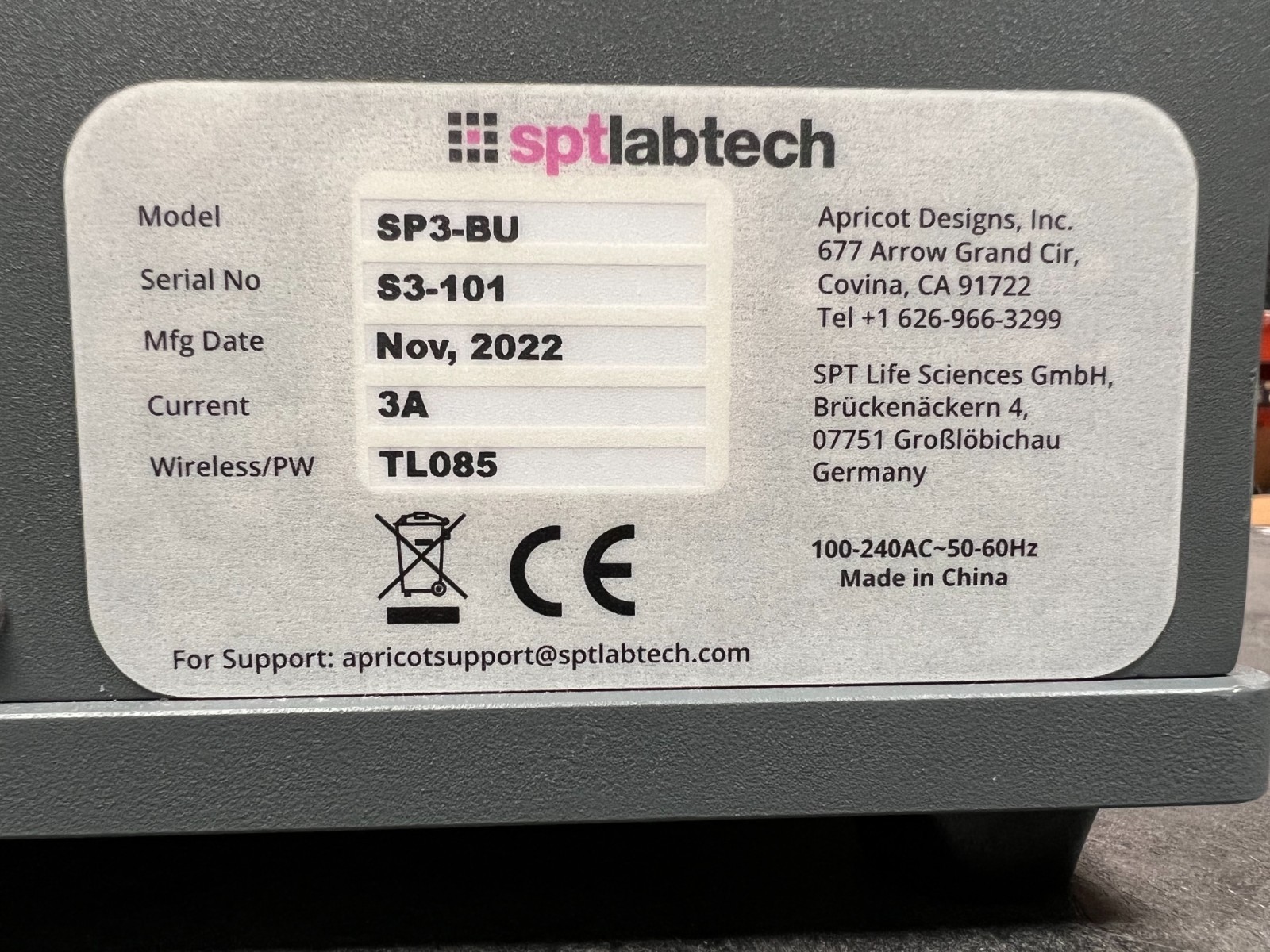 SPT Labtech Apricot SP3 Pipetting System, Model SP3-BU