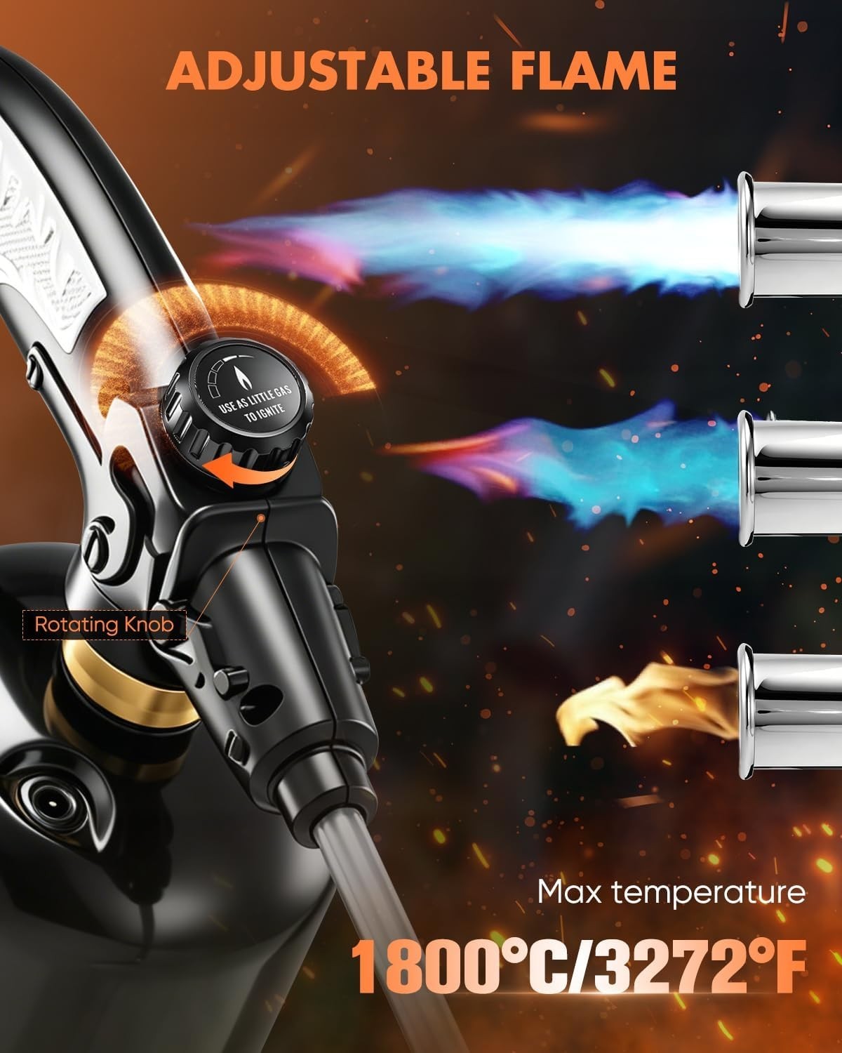 Saker Propane Torch Weed Burner – 45,000 BTU Flame Thrower with 30″ Curved Handl