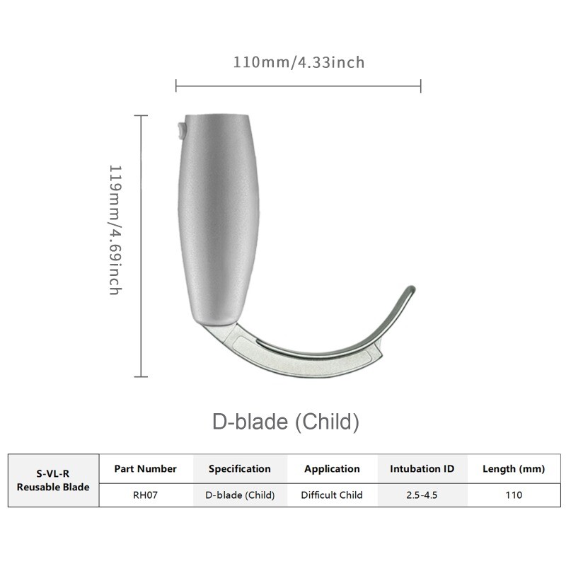 (US delivery)Vide Laryngoscope Reusable blades(Miller0/1/MAC1/2/3/4/D-blade)