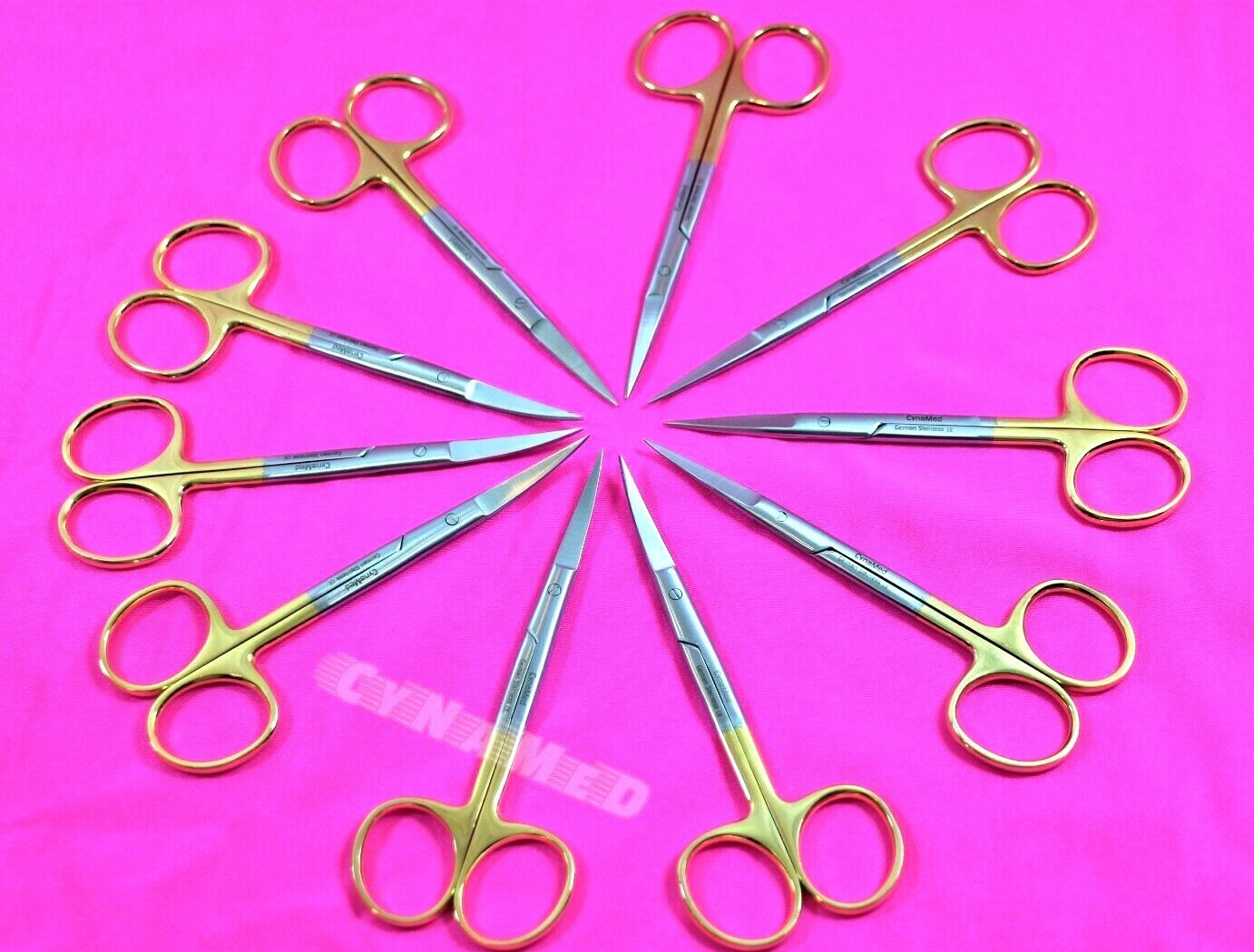 10 GERMAN TC IRIS MICRO SURGICAL SCISSORS STR+CVD 4.5″ W/TUNGSTEN CARBIDE INSERT