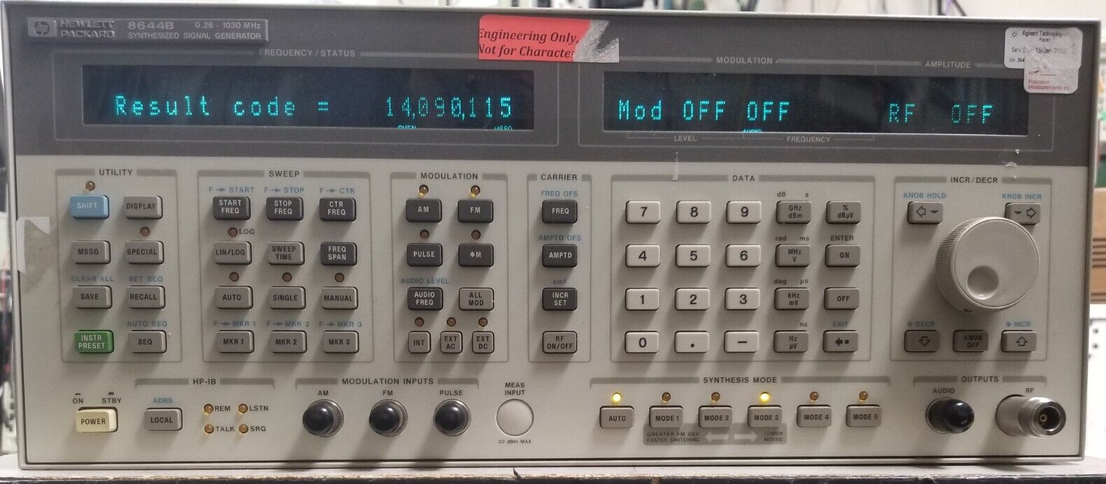 Low Phase Noise synthesized signal generator HP8644B WORKS! 1 GHz +19dBm READ!!!