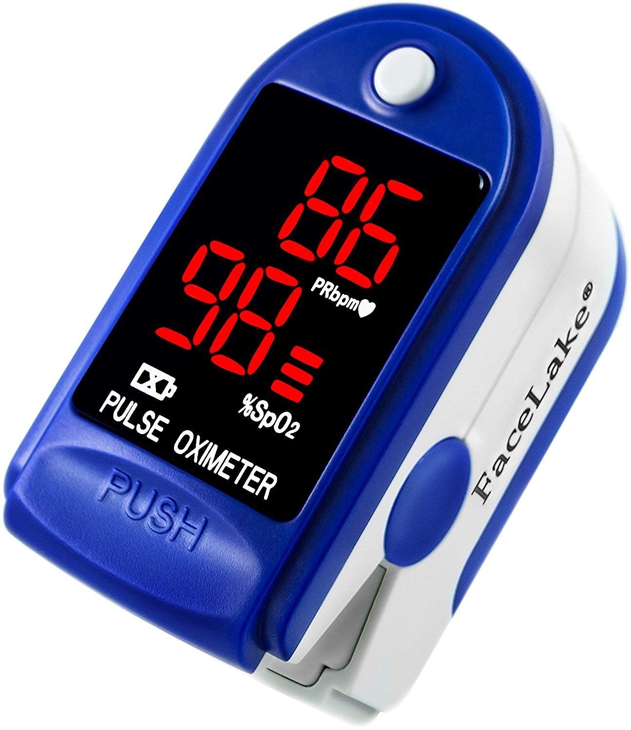 Fingertip Pulse Oximeter with Carrying Case, Batteries, Lanyard & Warranty – Blu