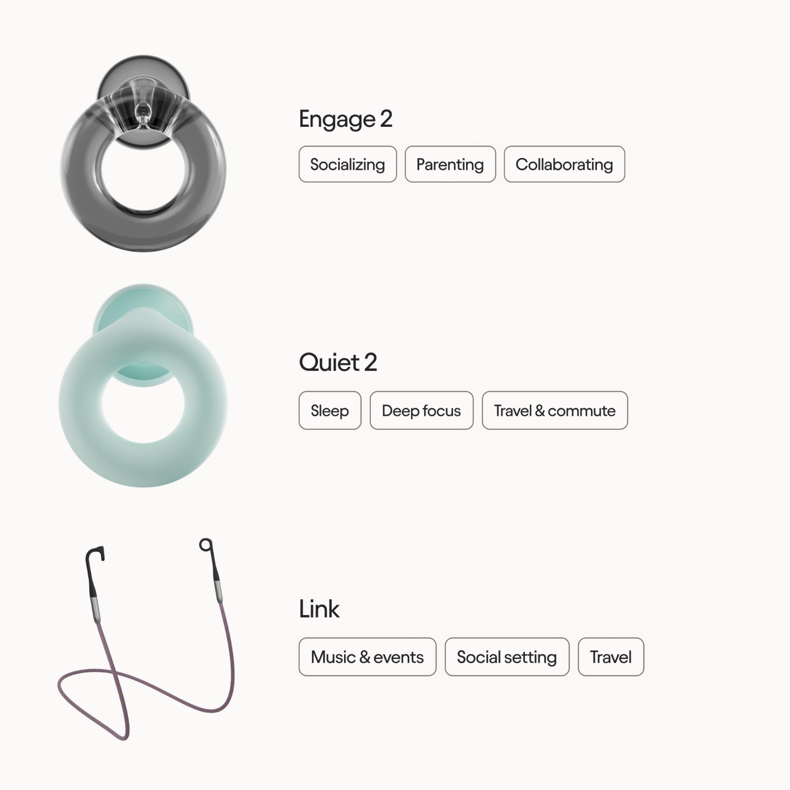 Reusable Ear Plugs 2-Pack | Noise Reduction 16 dB/24 dB | Sleep, Focus, Socializ