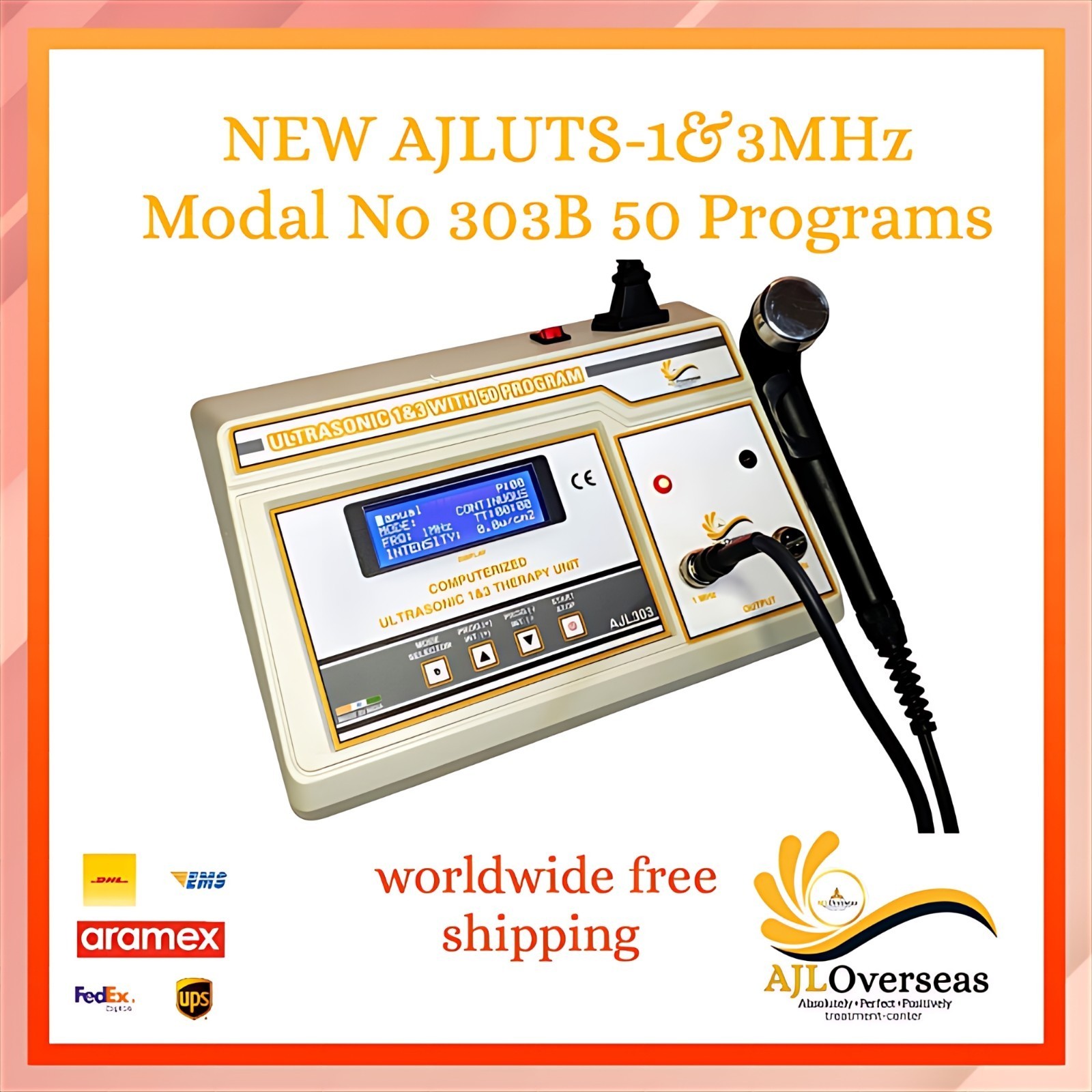 New 1&3-MHz AJLUTS-302 LCD Light Weight Physical Therapy Ultrasonic Home Use