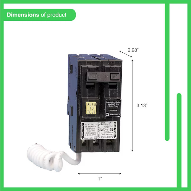Square D Homeline 50A Two Pole Circuit Breaker & GFI HOM250GFIC – New