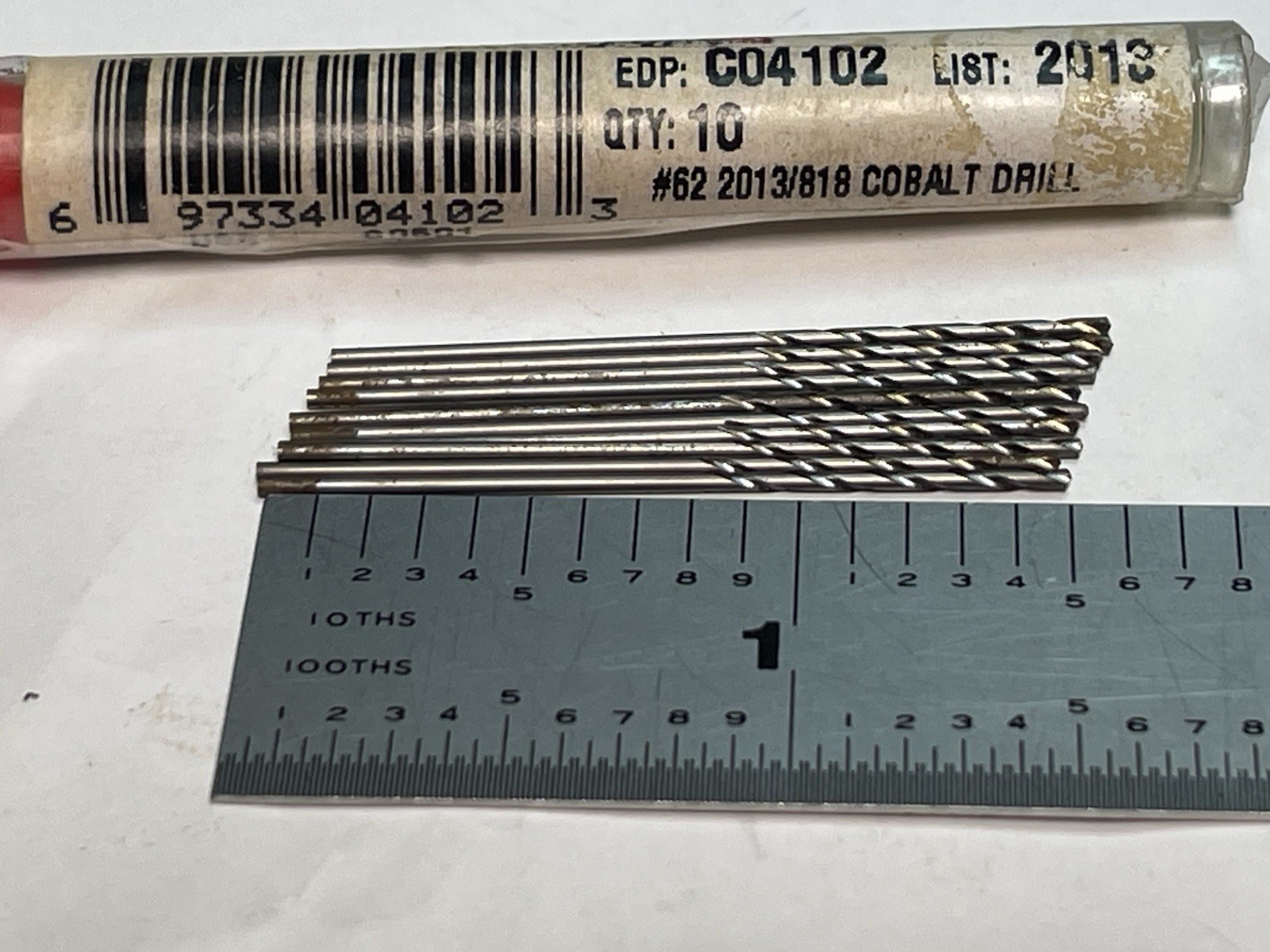 CLEVELAND Micro Cobalt Drill Bit #62 (0.0380) 130° Qt.10 (26MY458)
