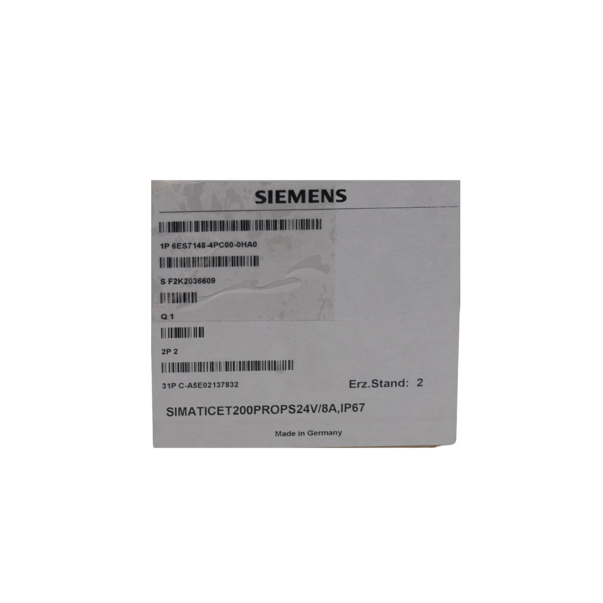 Siemens 6ES7148-4PC00-0HA0 SIMATIC ET200pro Power Supply New NFP