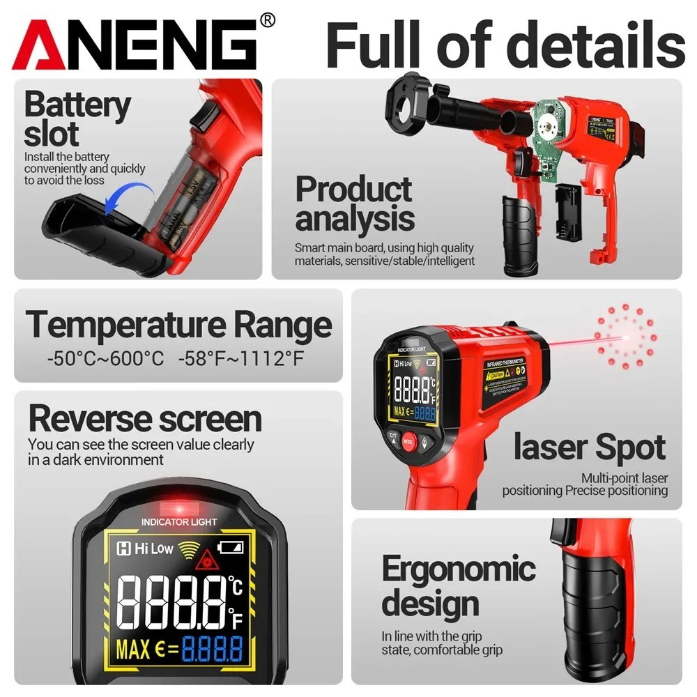 Infrared Thermometer LCD Digital Non-contact Laser IR Temperature Gun Temp Meter