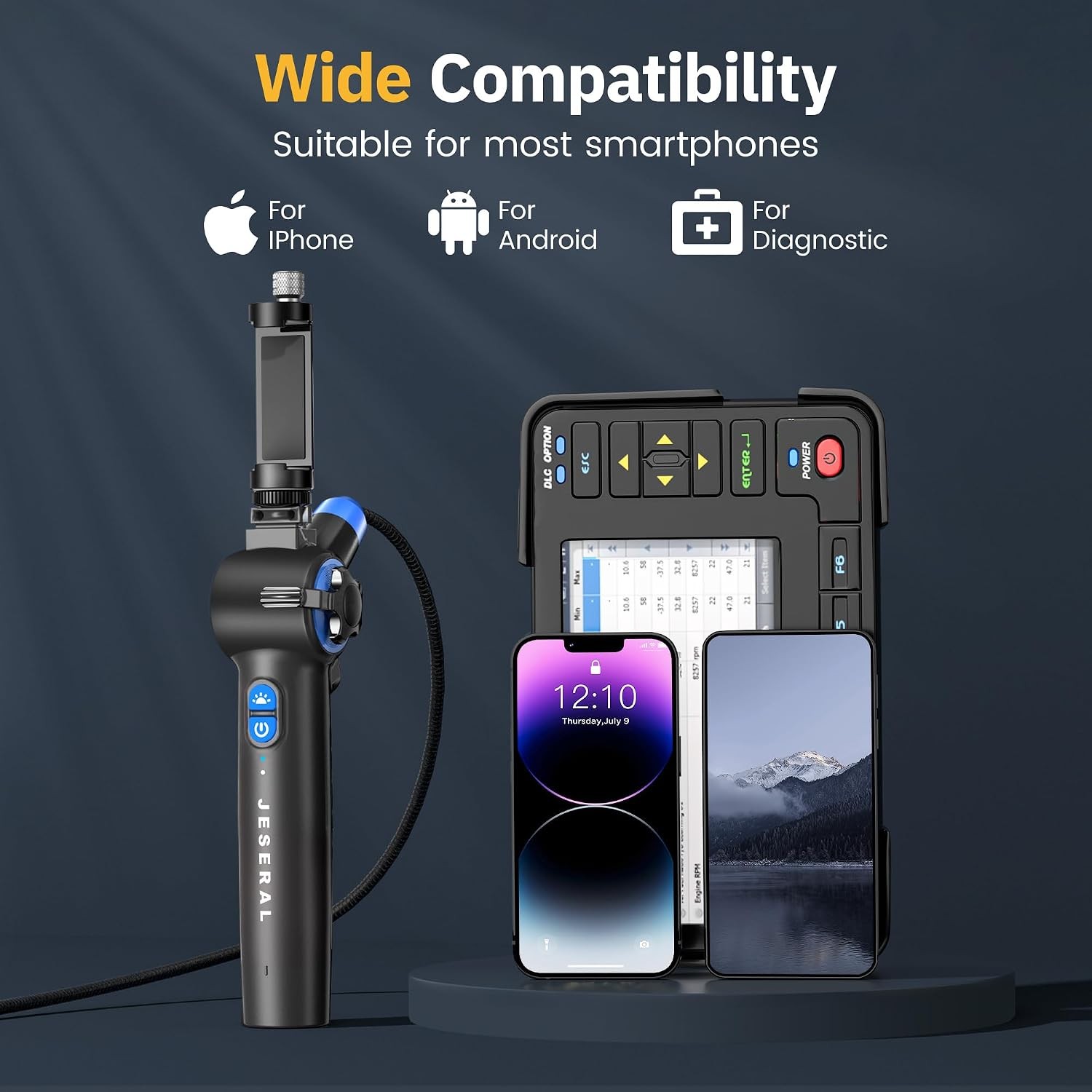 3.3FT Articulating Borescope 8.5mm Lens HD1080P Inspection Camera with Light