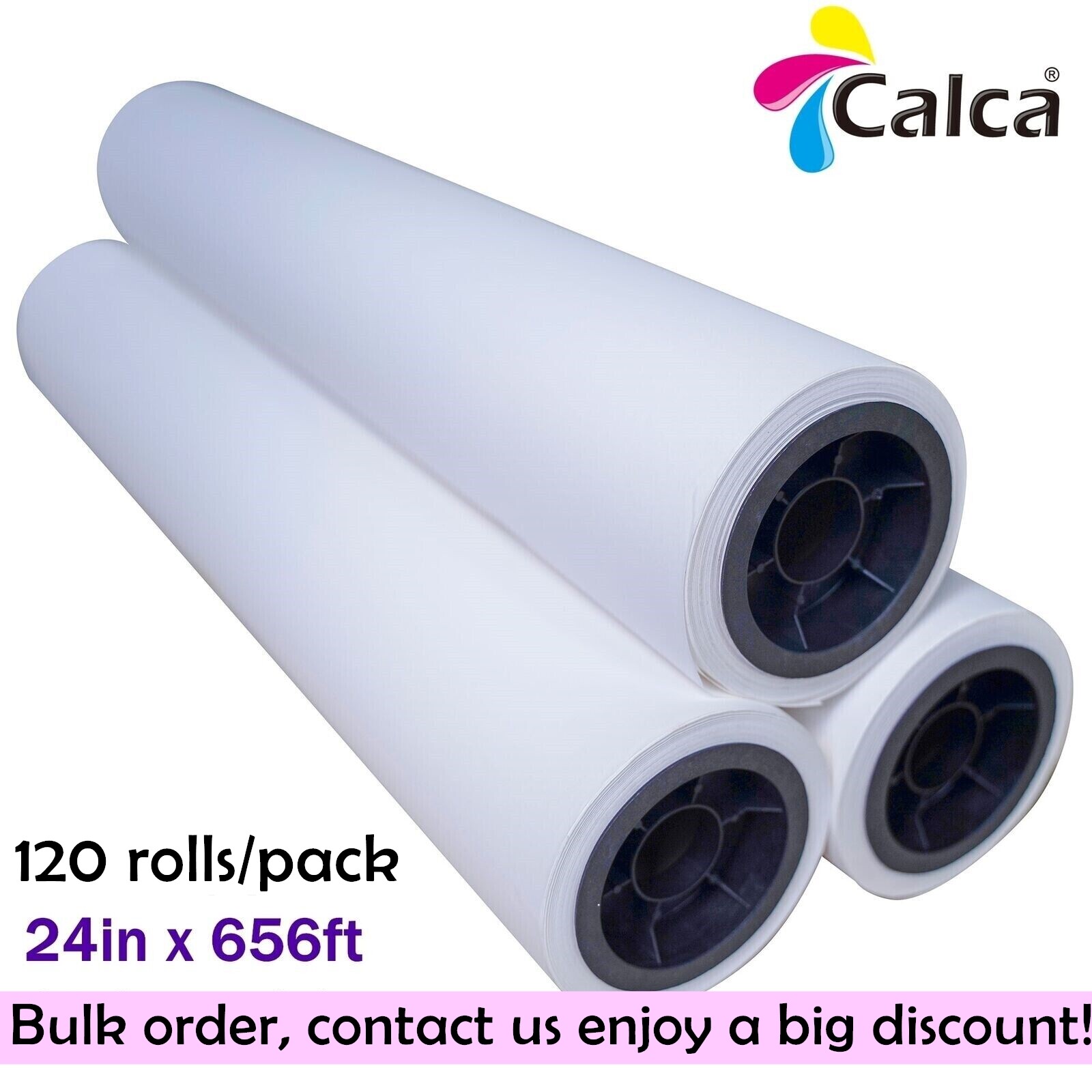 CALCA 120 Rolls/pack 61gsm 24in x 656ft Dye Sublimation Transfer Paper 3″ Core